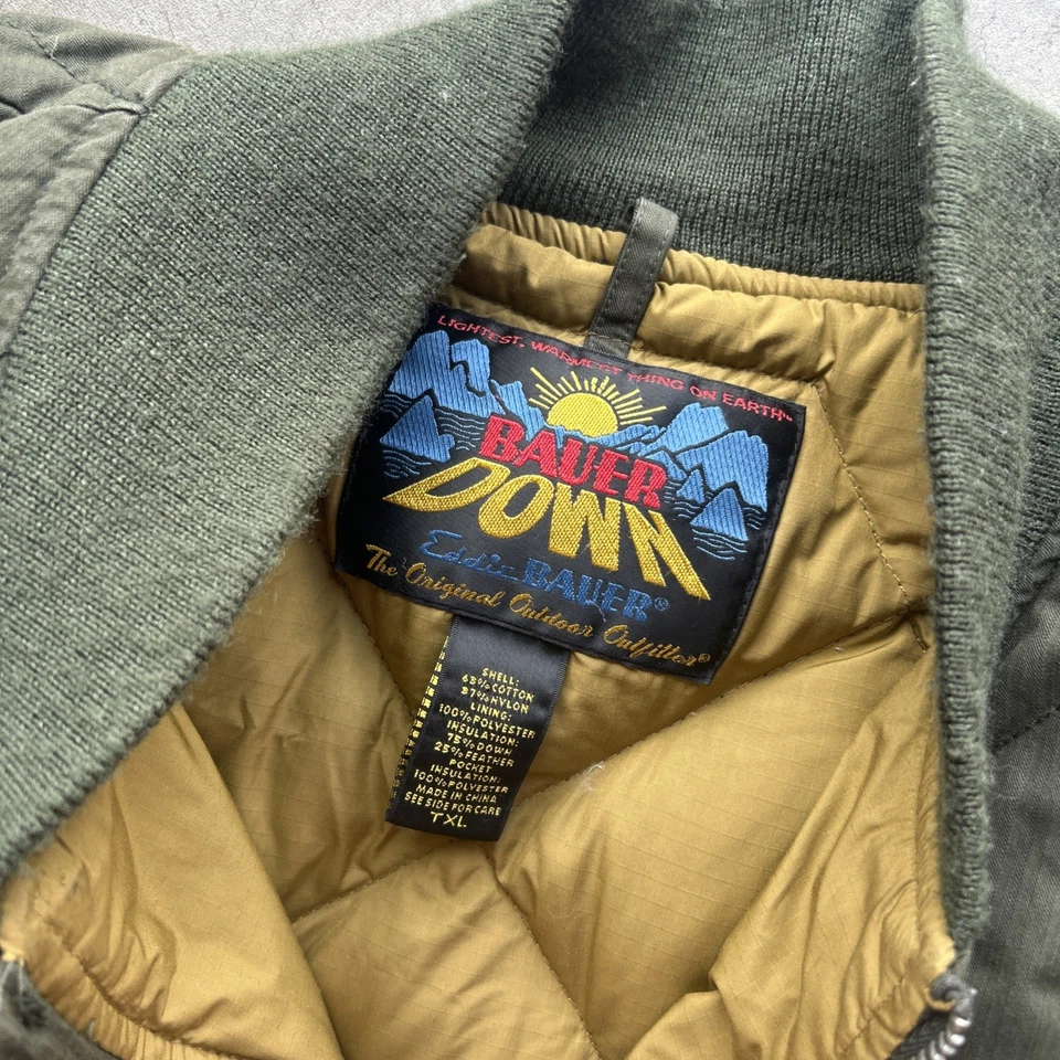 Eddie Bauer 1936 Skyliner Model Down Jacket Brown Quilted 550 Fil Mens Tall Xl - Image 2 of 4