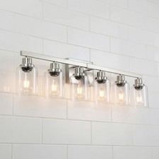 Vanity Light 37 inch Modern Nickel 6-Lights Wall Sconce Bathroom Mirror Fixture