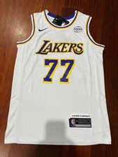 Luka Doncic #77 Stitched White Lakers Jersey