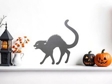 HALLOWEEN CAT -- Scary Yard Garden Decor Metal Sign Plasma Silhouette Cutout