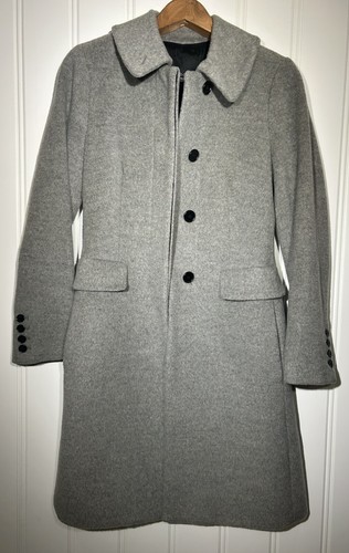 Talbots Women's Petite 2P Gray Wool Blend Knee Length Blazer Button Jacket - Picture 4 of 7