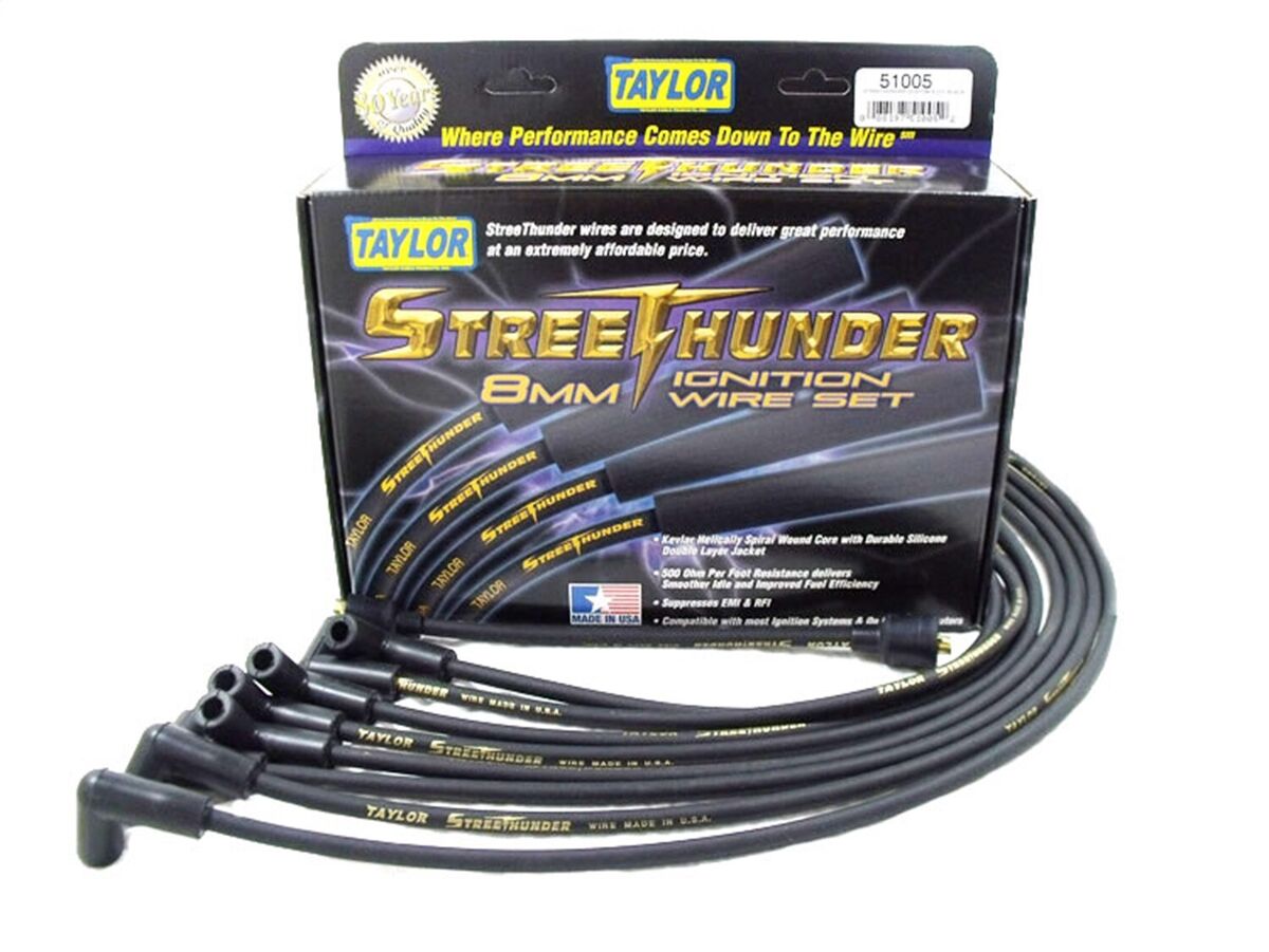 Taylor Cable Spark Plug Wire Set StreeThunder 135-Degree Black 50053 Taylor Cable Spark Plug Wire Set StreeThunder 135-Degree Black 50053