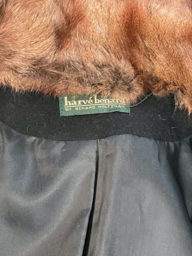 Trench cappotto vintage Harve Bernard by BENARD HOLTZMAN lana con colletto in pelliccia sintetica * LRG - Foto 6 di 6