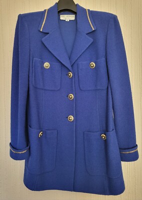 Original ST. JOHN Blazer Gr. 6 wie Gr. 36 royalblau mit goldener Applikation TOP