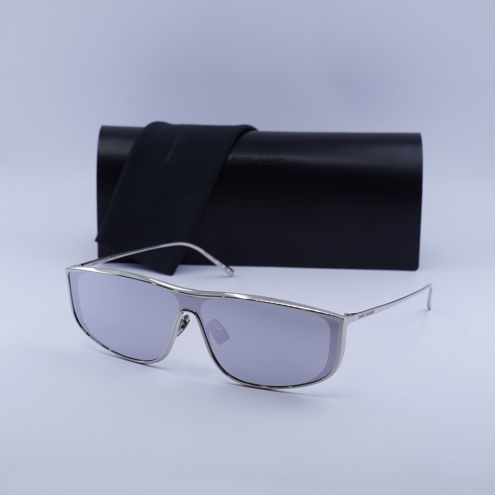 Occhiali da sole Saint Laurent SL605 LUNA 003 argento argento specchio 99 1 145 nuovi aut...