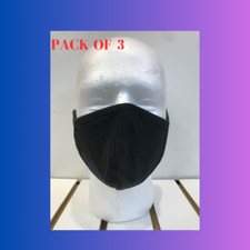 Black Face Mask Reusable Washable Cover Masks Fashion Pack of 3