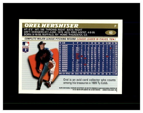 OREL HERSHISER HUGE COLLECTION YOU PICK .99 UNLIMITED SHIPPING HIGH GRADE CARDS - Picture 80 of 112