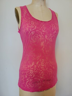 WOMAN Burnout ROSE TANK TOP S-M-L-XL white black turq purple pink coral