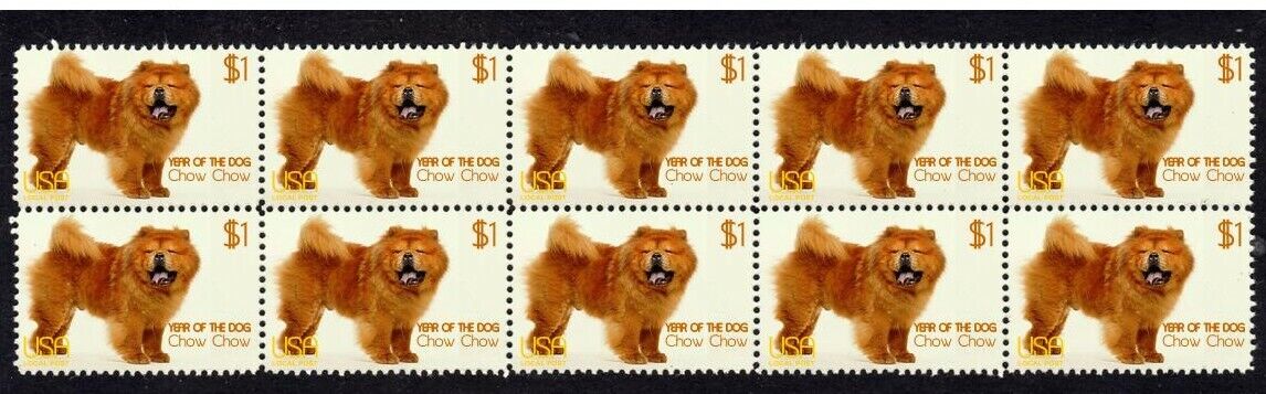 CHOW CHOW YEAR OF THE DOG STRIP OF 10 MINT STAMPS 1