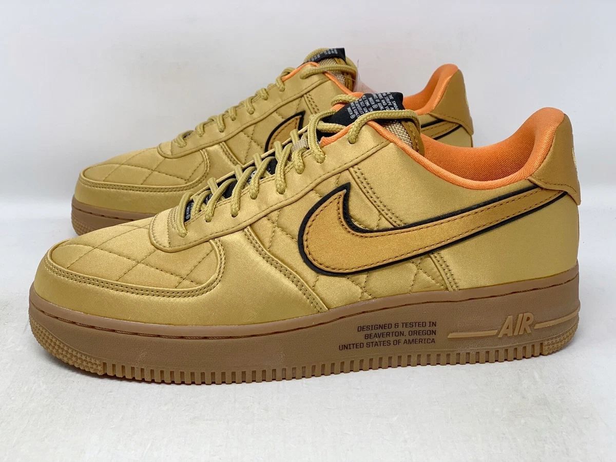 Nike Air Force 1 'Quilted Satin' Gold Wheat Sneaker, Size 9 CU6724-777 |  eBay