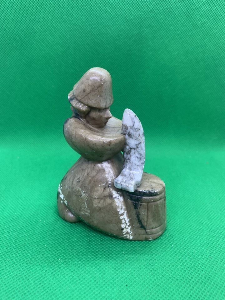 Antigua estatua de pescador tallada a mano jabonera estatuilla figura Foto 2 de 4