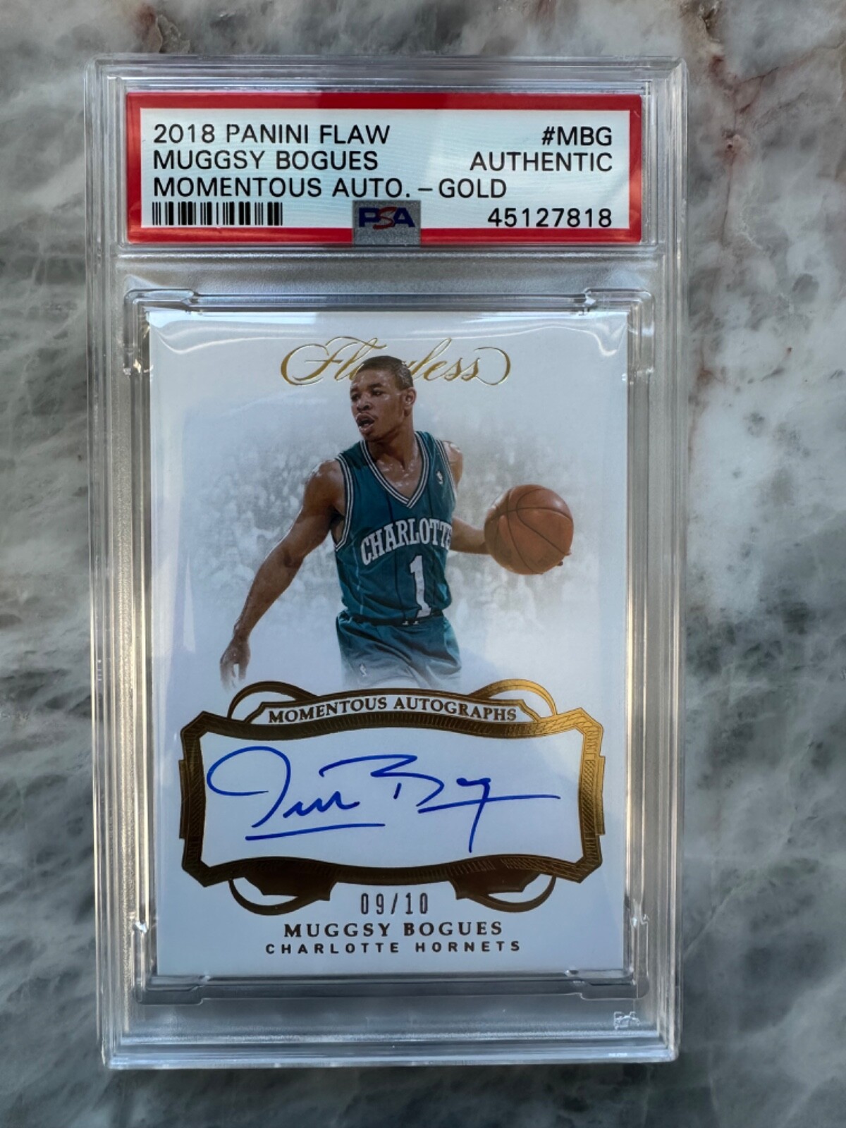 2018 panini flawless muggsy bogues momentous autograph /10 PSA auto