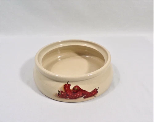MARTINEZ POTTERY  Marshall TX  Hot Chili Peppers HAND TURNED Stoneware BOWL
