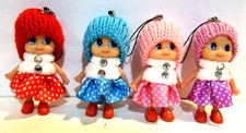 Lot of 4 Plastic Dolls For Phone, Purse, Backpack Charm Strap - NWOT  34 