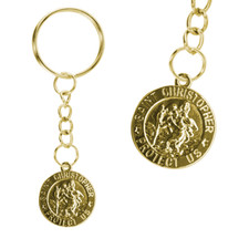 Small Saint Christopher Keyring Patron St Protection Christian Keychain Gold God