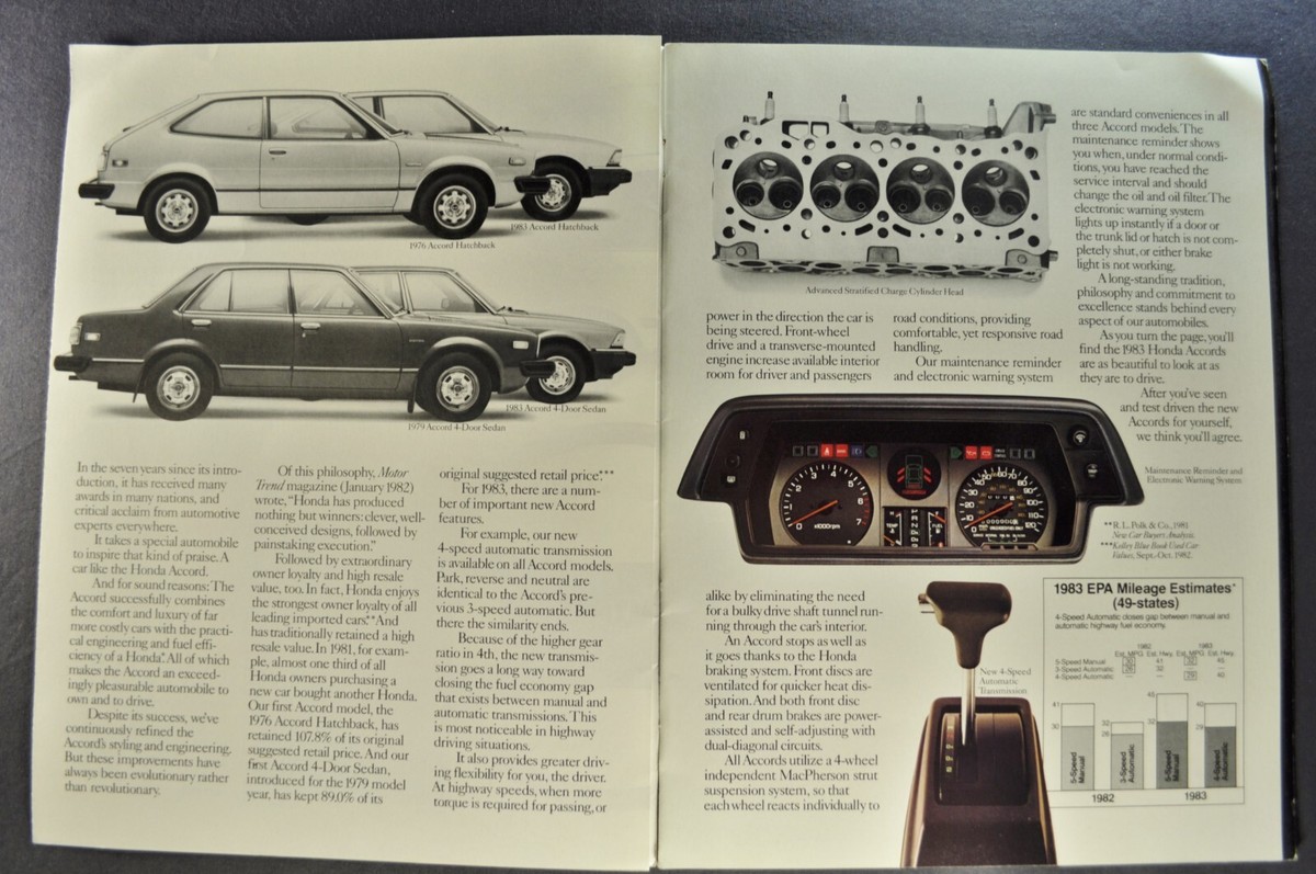 1983 Honda Accord 22pg Catalog Brochure LX Hatchback Sedan