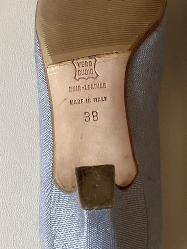 RENE MANCINI SHOES Pumps Gray Linen & Patent Leather  Size: 38 Made in Italy - Picture 6 of 6