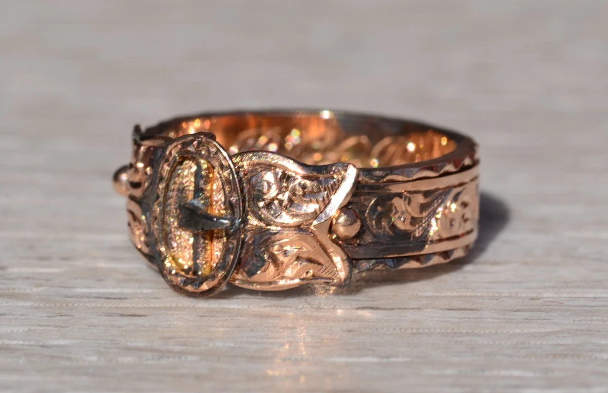 Ladies Antique Victorian Mourning Ring in Rose Gold