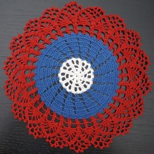 25 cm, 9.8 , Red White Blue, 4th of July, Patriotic, Hand Crochet Doily, 214-2