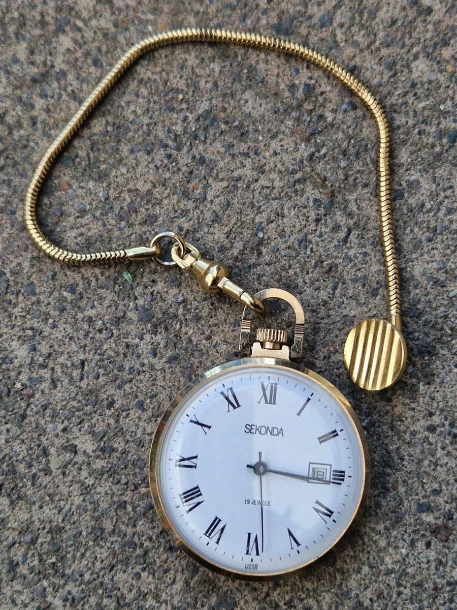 RELOJ BOLSILLO SEKONDA VINTAGE FUNCIONANDO CON CADENA,RELOJ BOLSILLO VINTAGE