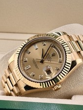 Rolex Day-Date II Presidential Diamond Baguette Dial Yellow Gold 218238 Card Box
