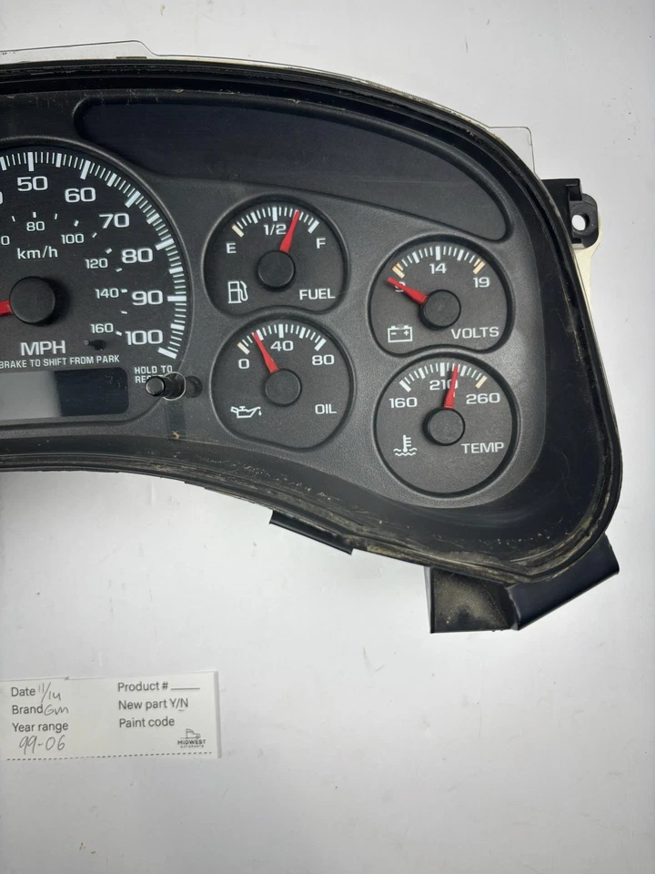 Velocímetro de cuadro de instrumentos Silverado Tahoe GMC Sierra 99-06 OEM AGUJAS ROJAS Foto 4 de 4