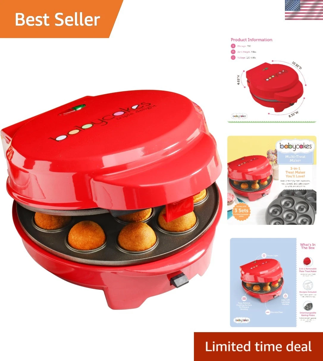 Versatile Mini Baking Appliance: Bake Cake Pops, Cupcakes & Donuts with Ease