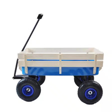 3 Cu. Ft. All-Terrain Steel and Wood Wagon Kids Children Garden Cart Air Tires O