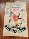 Vintage DISNEY MOVIE Poster cartoon lobby theater room decor GOOFY Fishing dog