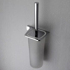 Brass Chrome Heavy Toilet Brush Holder Set Forest Glass Bowl Bathroom Hardware