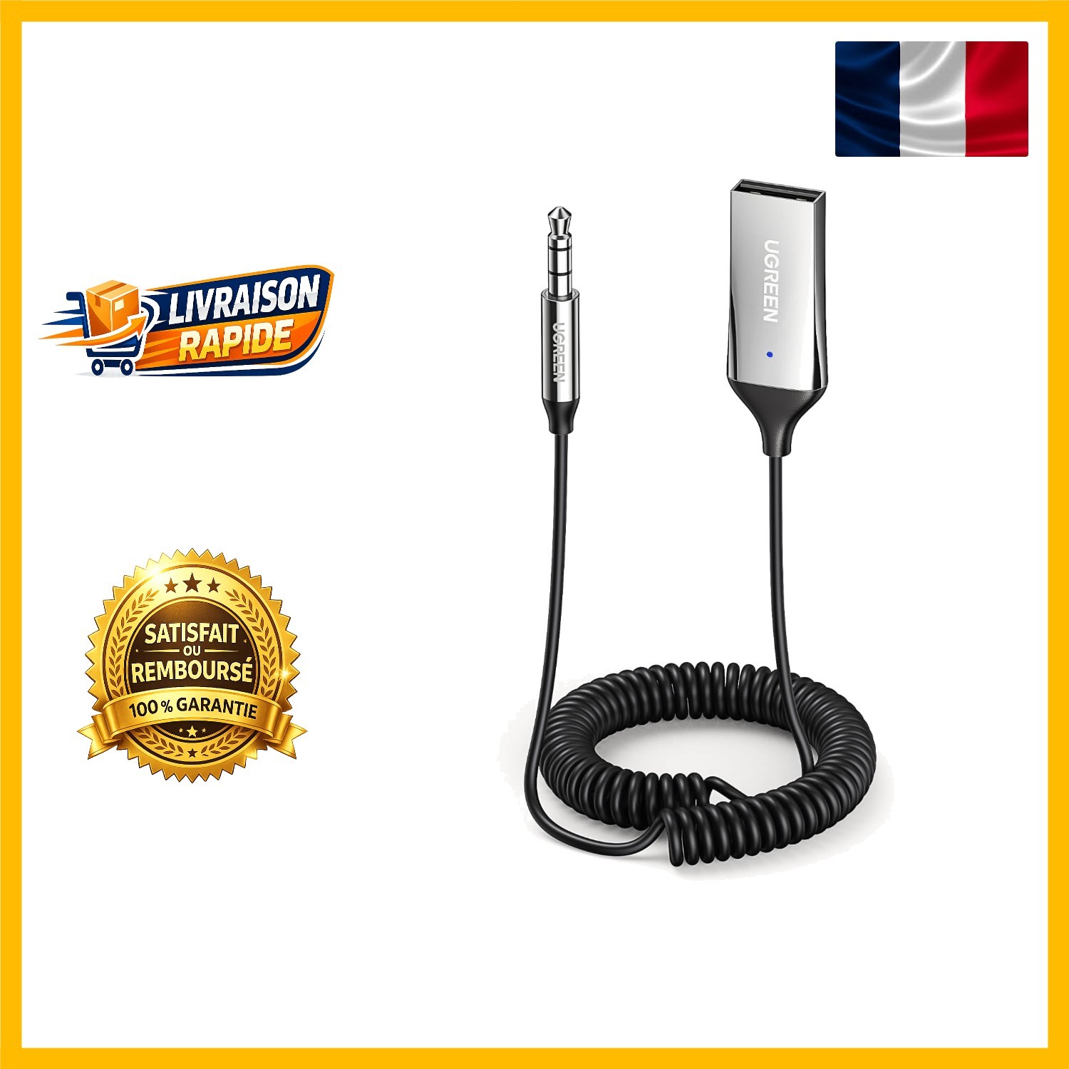 Récepteur Bluetooth UGREEN 6.0 Argenté Audio Fluide et Stable