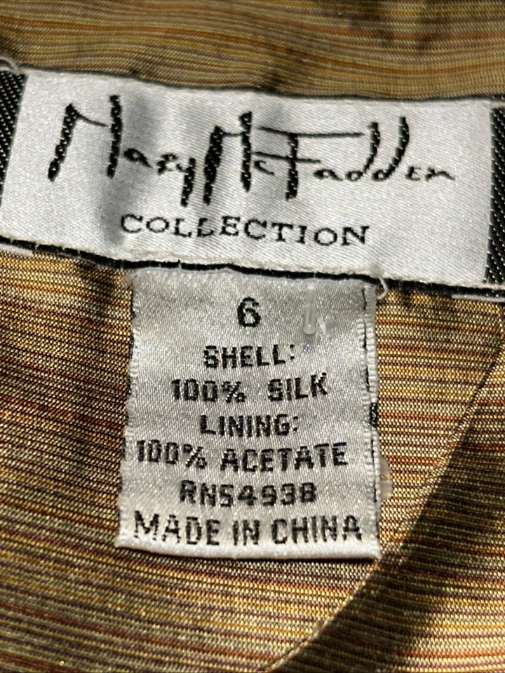 Vintage Mary McFadden Gold Silk Dress Sleeveless Sheath Sz 6 Excellent - Image 4 of 4