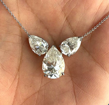 4 Ct Certified Treated Elegant White Diamond Solitaire Chain Necklace,925 Silver