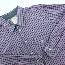 Billy Reid Mens XXL Blue Red Plaid Cotton Button Down Shirt Fit 2 Made in USA