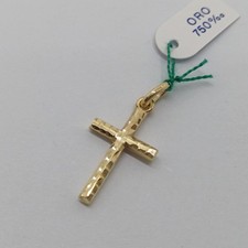 CIONDOLO CROCIFISSO - CROCE SACRA IN ORO GIALLO 18KT 750 0,95 GRAMMI (8484)