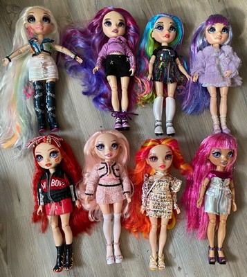 Lot of 8 Rainbow High Dolls Bella Amaya Ruby Emi Laurel Avery w/Clothes & Shoes