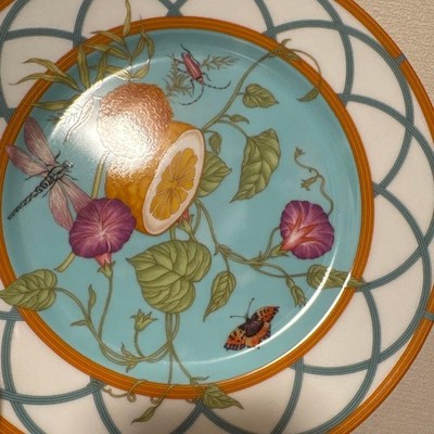 Hermes Siesta island Dessert Plate Blue Tableware Floral Dish