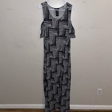 Design History Maxi Dress Geometric Print Cold Shoulder Casual Boho