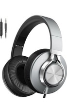 Wired Headphones with Microphone Volume Control, Noise Reduction Foldable Grey
