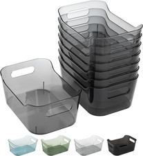 8 Pack Plastic Storage Bins, Clear Pantry Organizers and Storage Containers, Mul