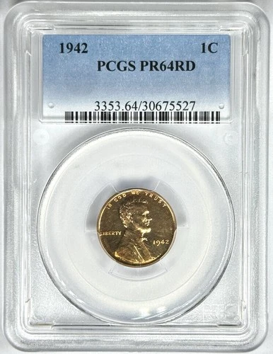 1942-P Lincoln Wheat Cent Proof — photo from the most recent tracked eBay sale