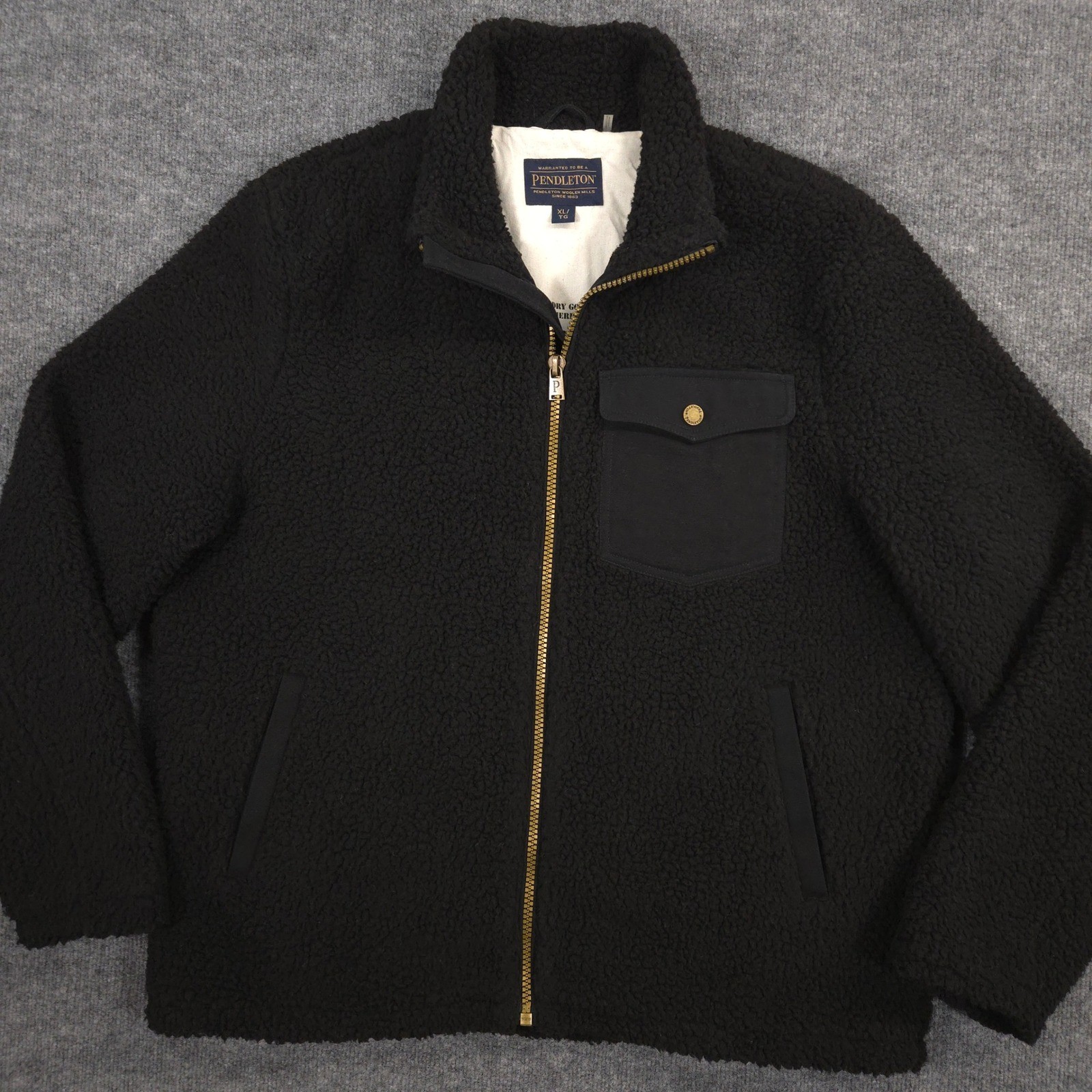 Pendleton River Rock Jacket Mens XL Black Pile Sherpa Fleece Full Zip Outdoor