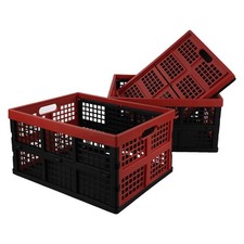 34 Quart Collapsible Storage Bins, Stackable Milk Crate, 3 Packs