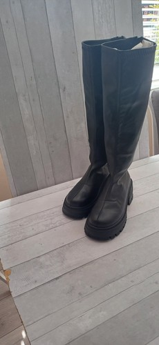 LADIES WOMENS CHUNKY BLOCK HEEL PLATFORM KNEE HIGH ZIP UP BOOTS SIZE 6 - Picture 9 of 16