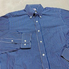 Brooks Brothers 346 Mens 15 1/2 4/5 Non Iron Cotton Dress Shirt Blue Striped