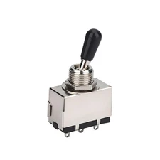 Guitar 3 Way Toggle Switch, Metal Enclosed 3 Way Selector Switch with Black B...