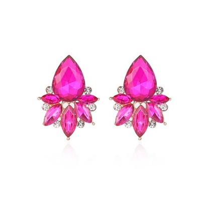 Hot Pink Strass Ohrringe Fancy Kristall Cluster Ohrringe Art Decro Ohrhänger
