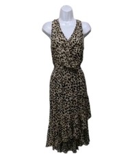 Democracy Cheetah Print Maxi Dress Womens M Sleeveless Hi Low Hem   4500