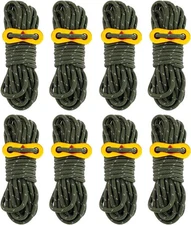 8 Pack 4mm Guy Lines Ultralight Tent Cords with Aluminum Adjuster Multicolor 