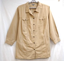 Beige Classic Jean Jacket Jessica London 34W Boho Denim Trucker Indie Granola